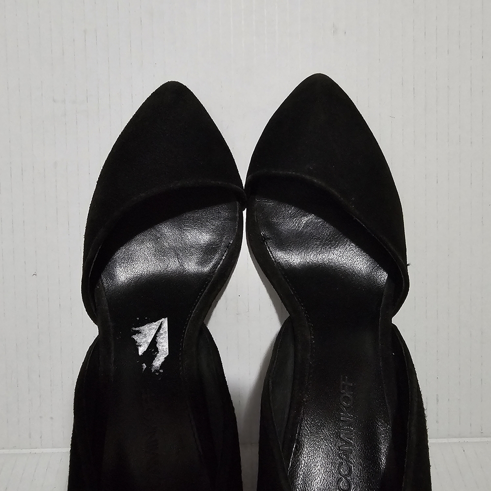 Rebecca Minkoff Black Suede D'Orsay Women's Pumps Gold Tone Heel Sz 8.5 Shoes - Picture 6 of 13